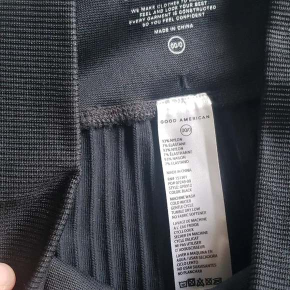 Good American Ribbed High-Rise Leggings Black Stretch Pull-On - Picture 4 of 5